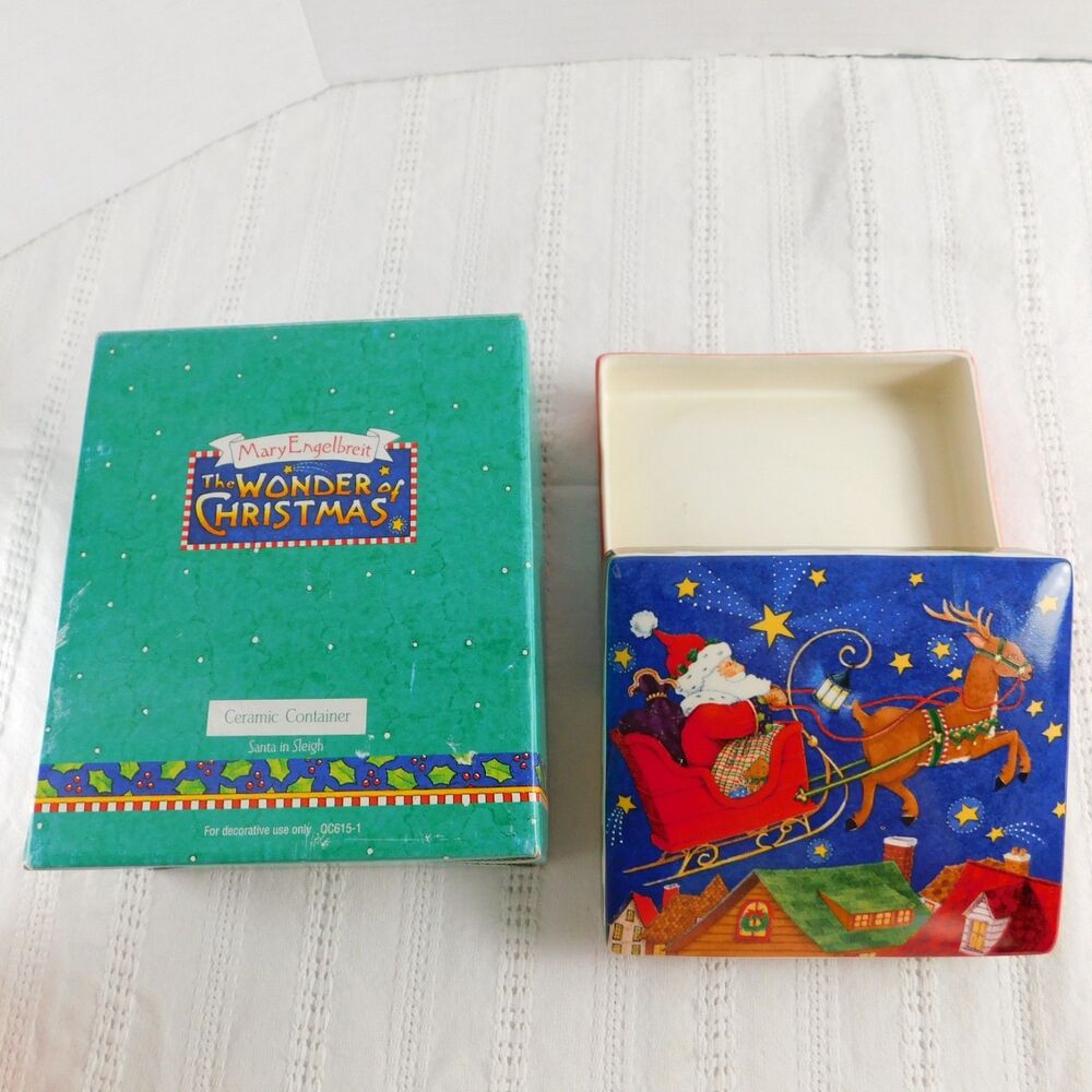 Mary Englebreit Ceramic Box, The Wonder of Christmas, Lidded Vintage 1992 QC6151